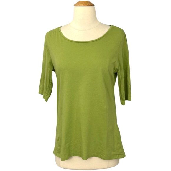 Peruvian Connection Women’s Carmel Top 100% Pima Cotton T-Shirt Green EUC Size S - Picture 1 of 6